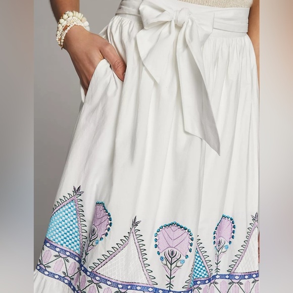 Anthropologie Magda Embroidered Midi Skirt - Picture 3 of 9